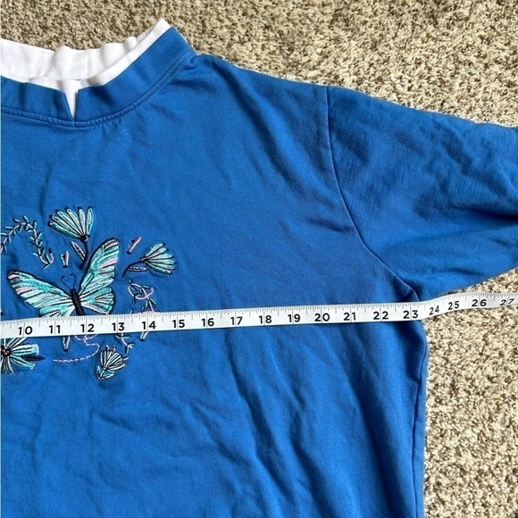 Vintage Blue Crewneck Coastal Grandma Butterfly Sweatshirt XL Retro 90s - Picture 5 of 6